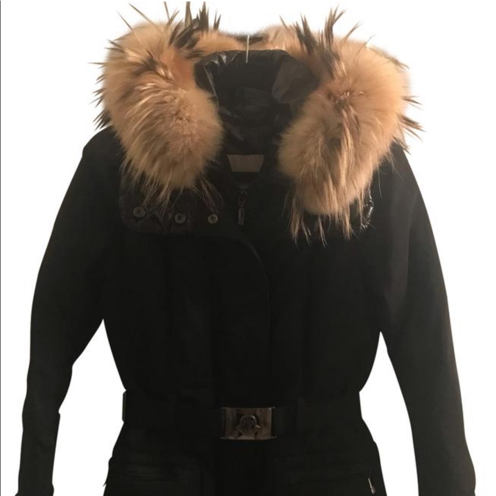 Moncler Down Coat with Fur Trim